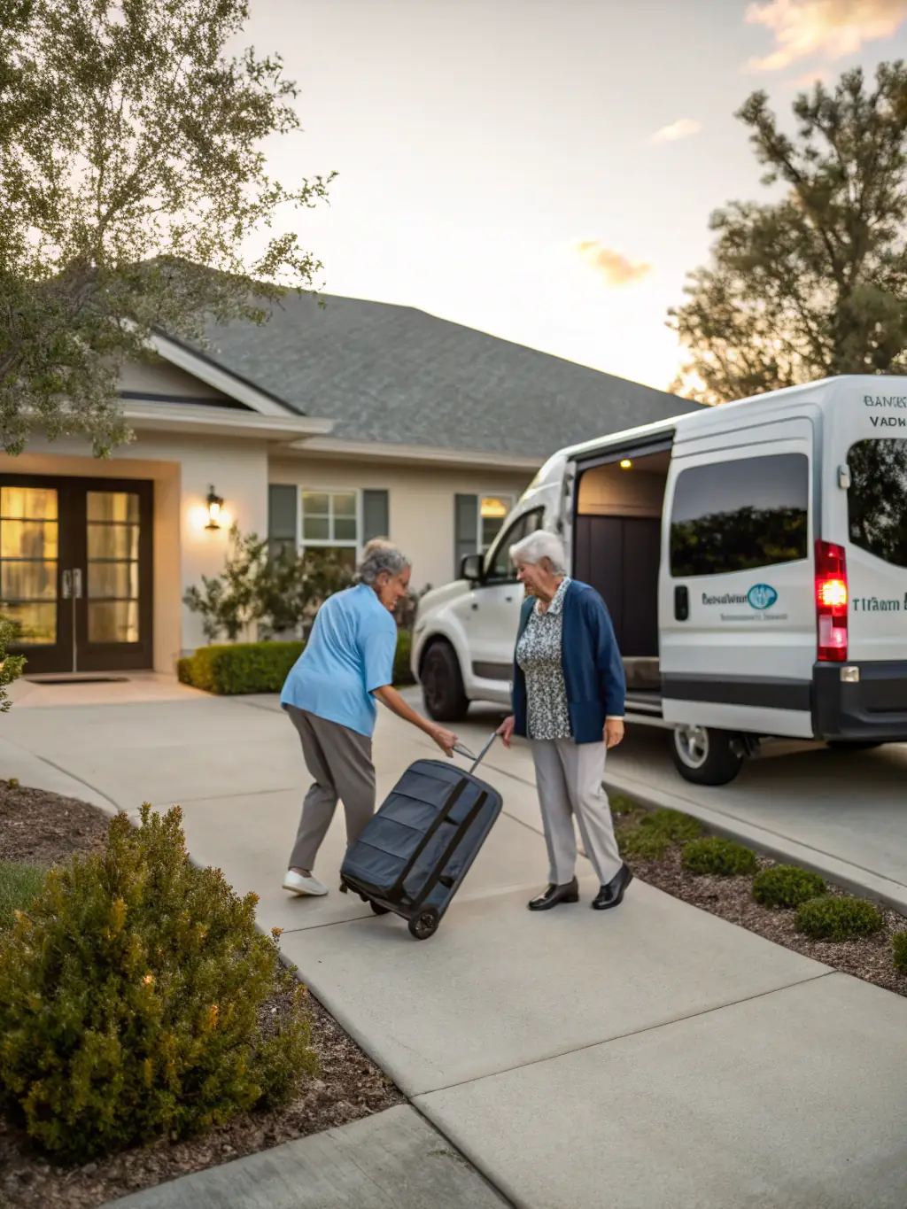 An Aussie Healthcare vehicle safely transporting a client to a community event, emphasizing reliable transport services.